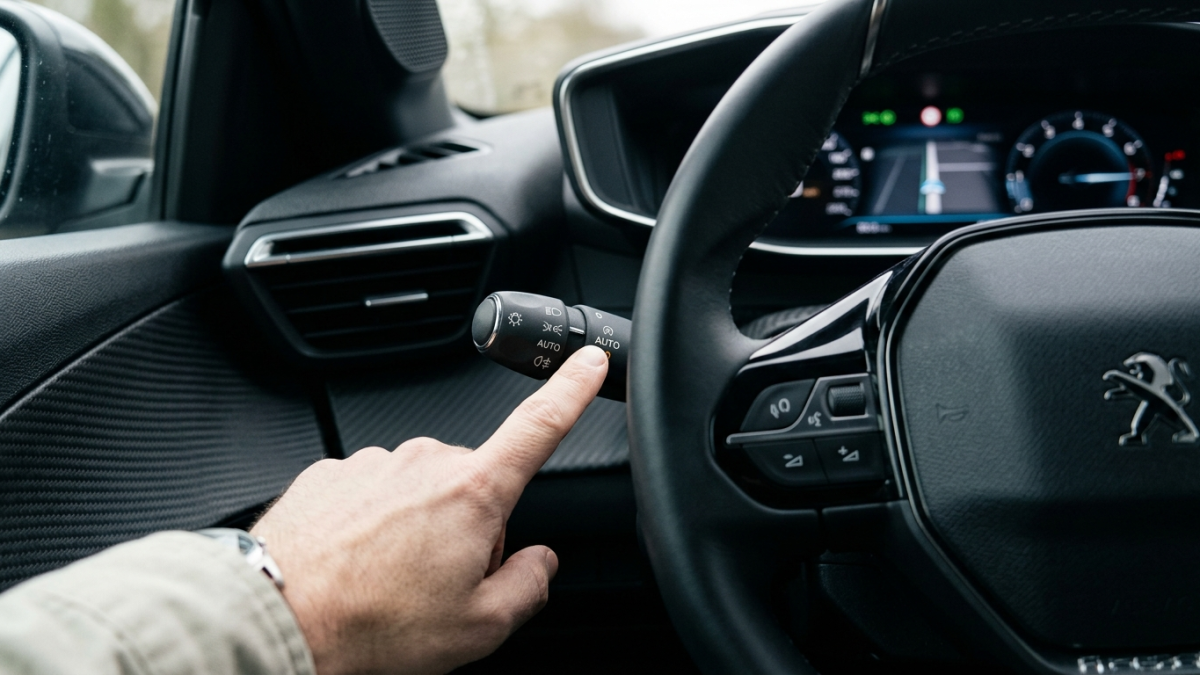 commande d'éclairage rotative position AUTO feux diurnes Peugeot 2008