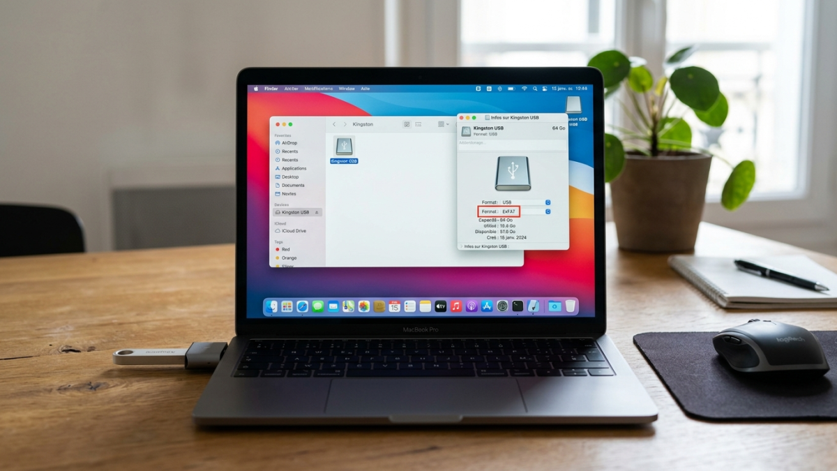 Vérifier le format d'une clé USB dans le Finder sur Mac