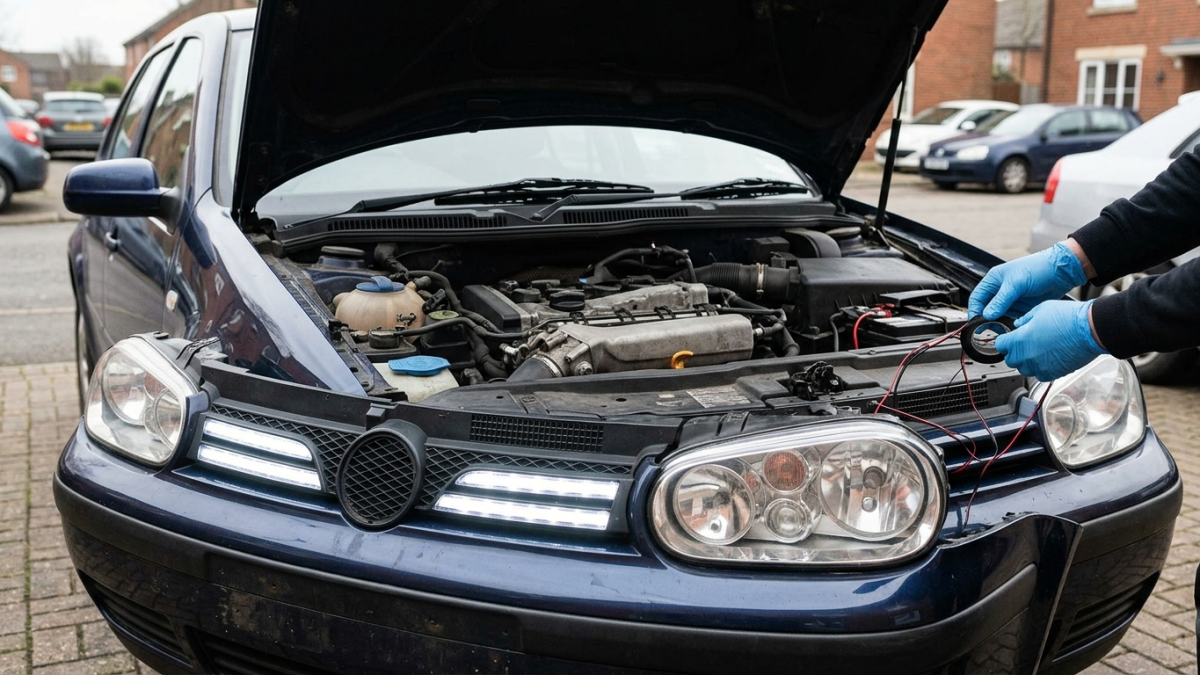 Installation de feux diurnes LED sur une voiture ancienne