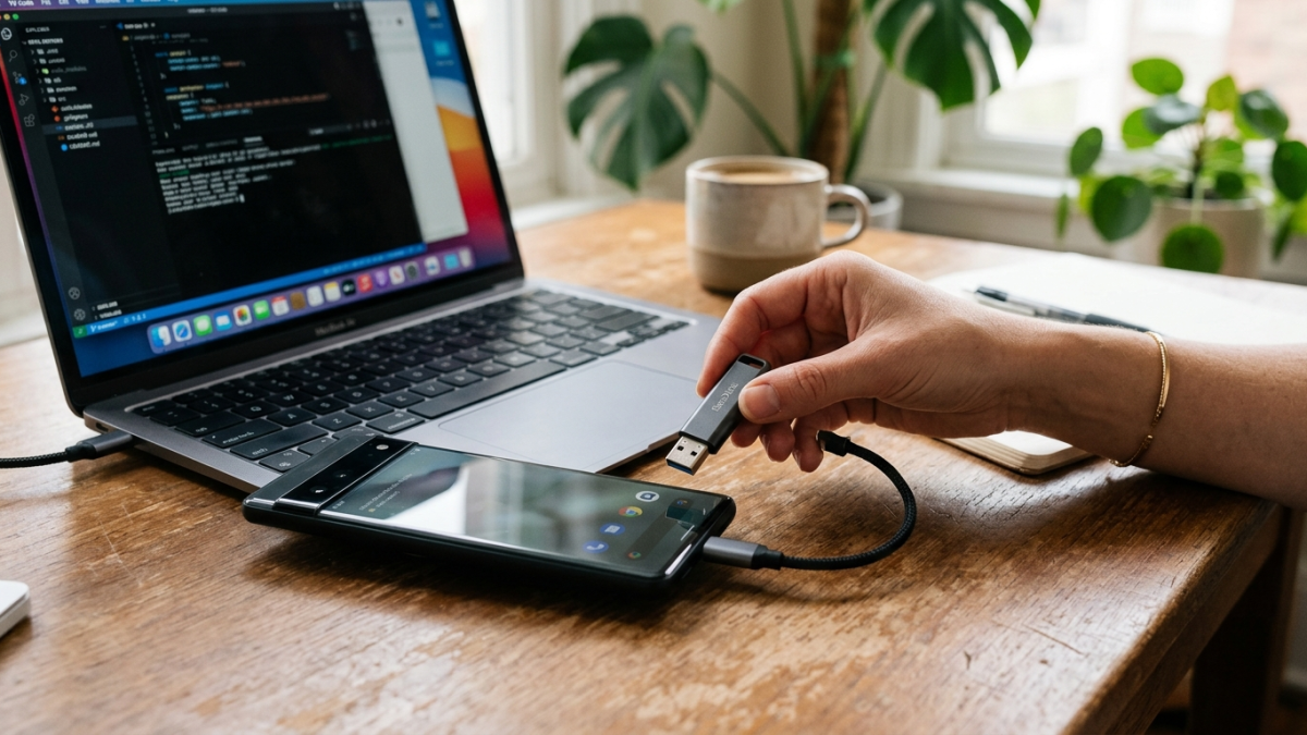 Connexion d'une clé USB à un smartphone Android avec adaptateur OTG