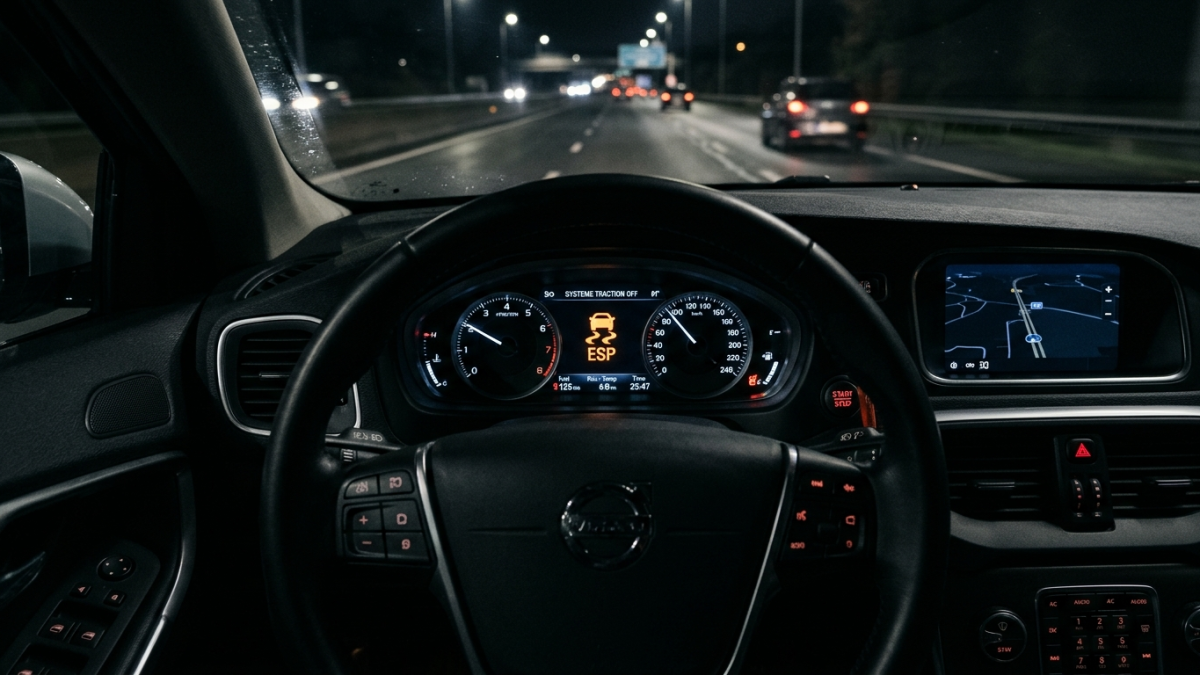 Voyant ESP sur tableau de bord de voiture
